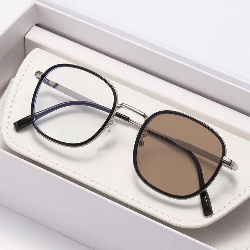 Новые ретро фотохромные очки для близорукости для женщин и мужчин, большая оправа, солнцезащитные очки с защитой от синего света и изменяющие цвет, с диоптриями от 0 до -4.0