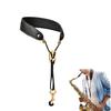 ChasCoCo Saxophone Strap, Ergonomic Adjustable Neck Strap for Performance, Practice, and Brass Band, PU Leather, Black
