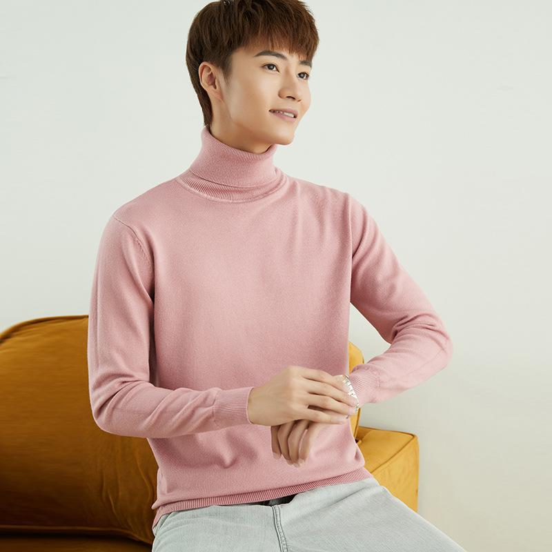 Однотонный мужской свитер Мужской теплый с высоким воротником, приталенный, больших размеров, накидной, с длинными рукавами, вязаный свитер с высоким воротником, зимний свитер, популярный