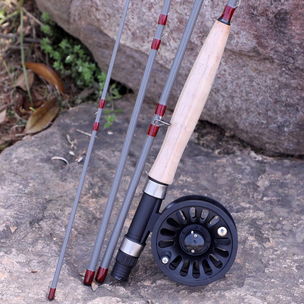 Fly Fishing Rod and Reel Combo 4-Piece Fly Fishing Rod 5/6wt Fly Reel Fly Fishing Line Lure Full Kit Fishing Rods