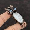 Подвеска Rainbow Moonstone, подвеска из драгоценного камня и меди, подвеска в виде совы, ювелирное изделие из черной проволоки от сглаза, ручная работа, ювелирное изделие из медной проволоки