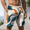 Men Plus Size Colorful Printed Beach Shorts Drawstring Waist Side Pockets Straight Leg