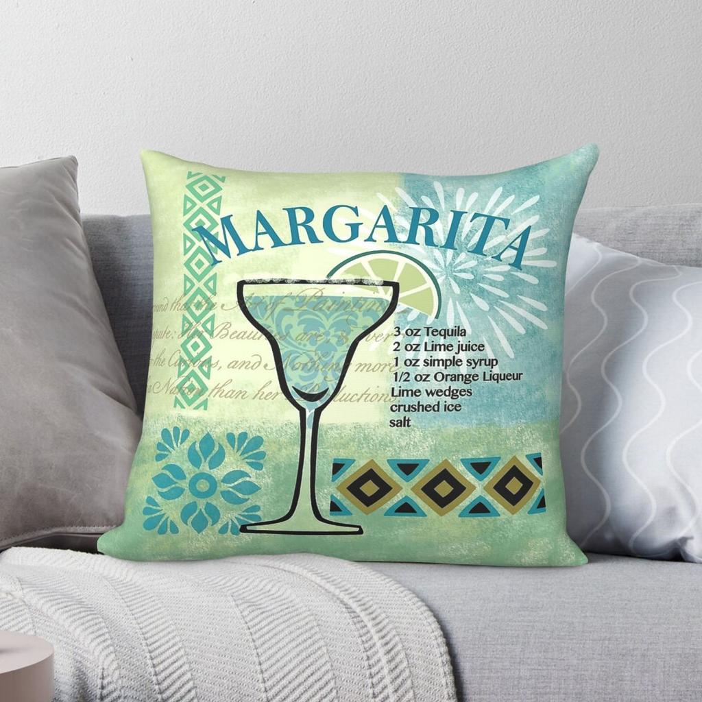 Margarita Cocktails Square Pillowcase Polyester Linen Velvet Pattern Zip Decor Home Cushion Case