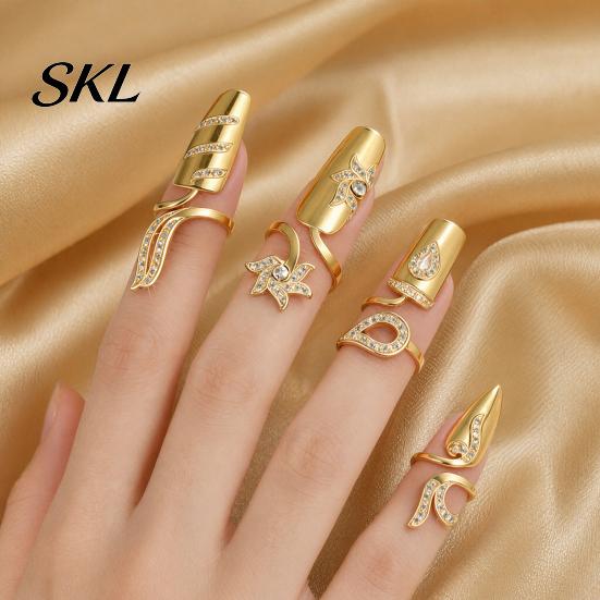 Non-scratch Nail Ring Universal Fit Ring, Lightweight Adjustable Opening Finger Jewelry, Versatile Geometric Design for Protecting Manicure