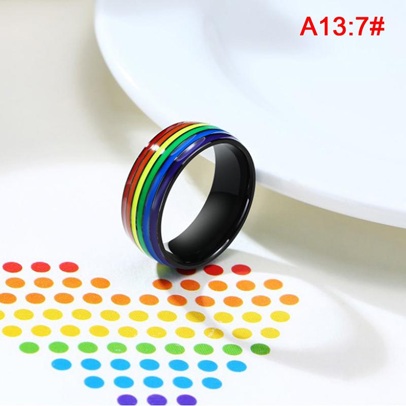 Эмалированное кольцо из нержавеющей стали с радужным ЛГБТ-кольцом для геев-лесбиянок