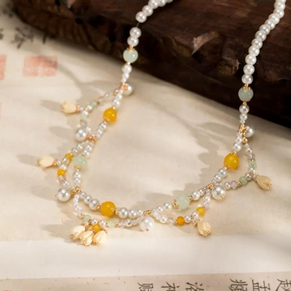 Exquisite Chinese Style Necklace Pearls Cheongsam Clavicle Chain Hanfu Necklaces Song Dynasty