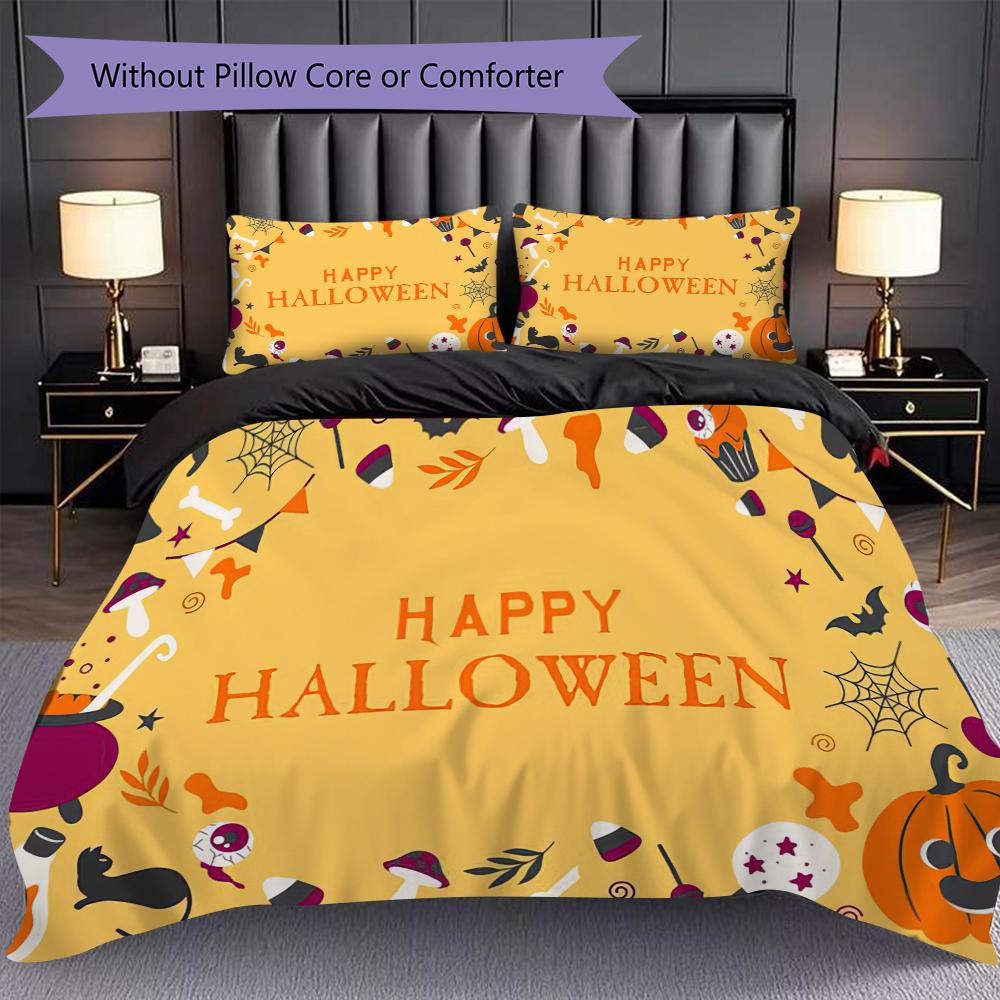 1PC Halloween theme pattern Bedding Quilt Set Quilt Cover Pillowcase Home Decoration Birthday Gift (1 * duvet cover + 2 * pillowcase, without core)