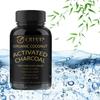 Organic coconut charcoal capsules, coconut shell charcoal, nutritional supplement, all-natural, suitable for adults.