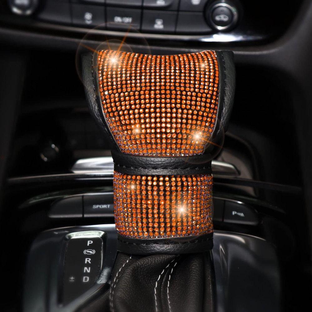 Rhinestone Bling Car Interior Accessories Set Steering Wheel Protective Case Car Interior