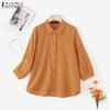 Женская свободная повседневная блузка с отложным воротником и длинным рукавом