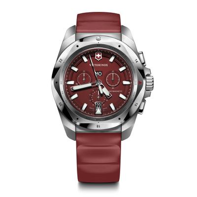 CHRONO Корпус из переработанной нержавеющей стали Красный Красный резиновый Покрытие Водостойкий Безель I.N.O.X. Часы, Хронограф, (316L), Циферблат, Ремешок, Устойчивый,