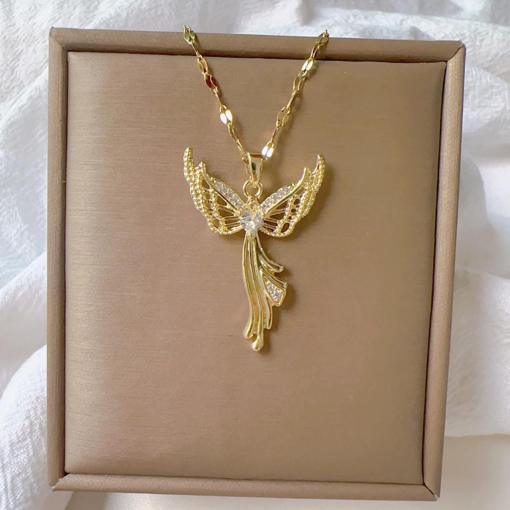 Angel Wing Pendant Necklace, European Style Fashion Titanium Steel Chain