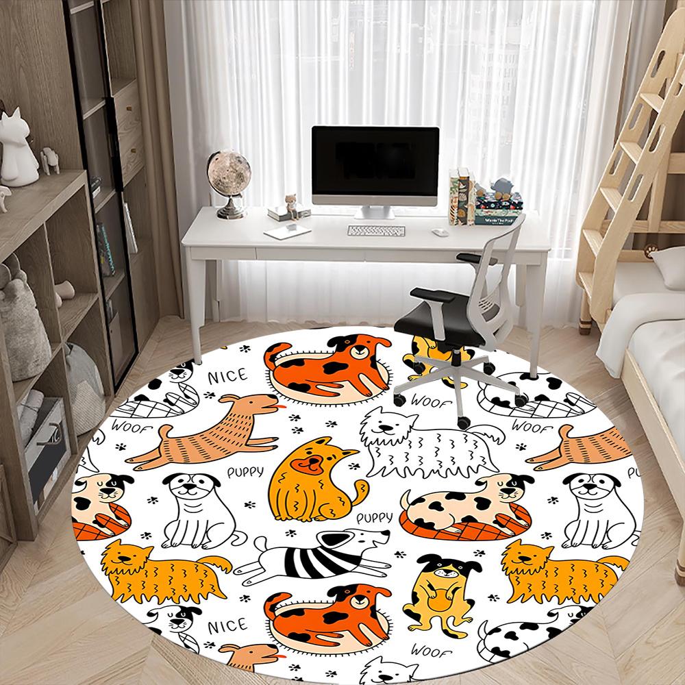 1pc Dogs Pets Office Round Area Rug, Indoor Mat Suitable ForOffice, Under Office Chairs Bedroom Living Room Home Decor, Room Decot186