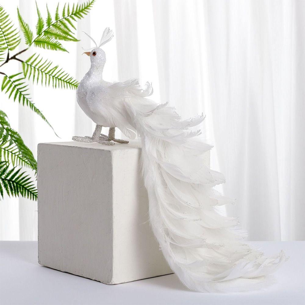 Beautiful Christmas Tree Decoration White Real  Feather Pendant Gift Simulation White Peacock