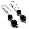 Natural Black Onyx Gemstone 925 Sterling Silver Jewelry Earring 2.25" I3R65