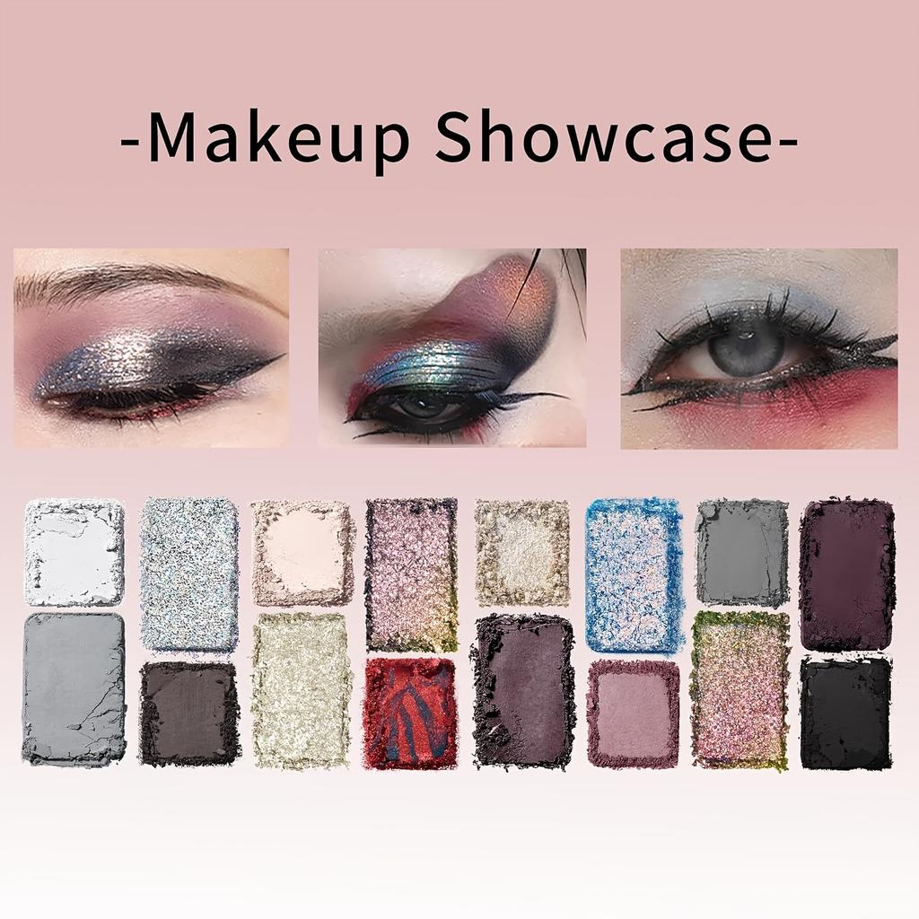 Палетка теней для век в готическом стиле, 16 цветов, Двухцветная прессованная пудра, Высокопигментированная формула, Стойкий набор для макияжа с глубоким цветом