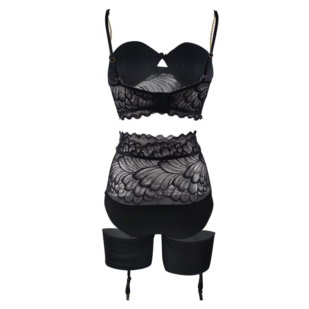 Сексуальное женское белье, сплошной цвет, сексуальный кружевной узор, прозрачная лента, веревочное белье, трехточечный сексуальный костюм