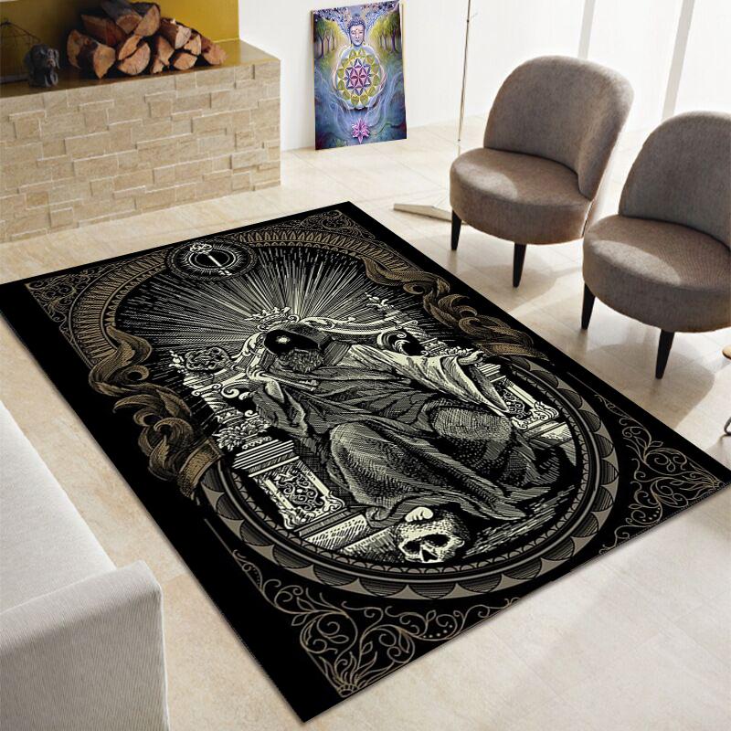 Ужасающий череп смерти, большой ковер сатаны, семейная гостиная, спальня, диван, игровая комната, украшение дверного коврикаНескользящий напольный коврик