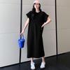 Women's Dress Summer Loose Solid Color Simple Design Sense Slit Straight Casual T-shirt Dress