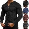 Men's Outdoor Vintage V-neck Button Long Sleeve Fashion Sports T-shirt