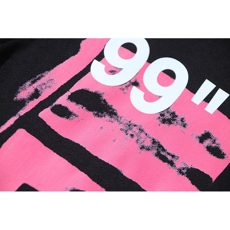 1088 Off-White 2026 Осень/Зима Новинка 99 Цифровой Розовый Стрела Граффити Принт Мужские и Женские Худи Толстовки