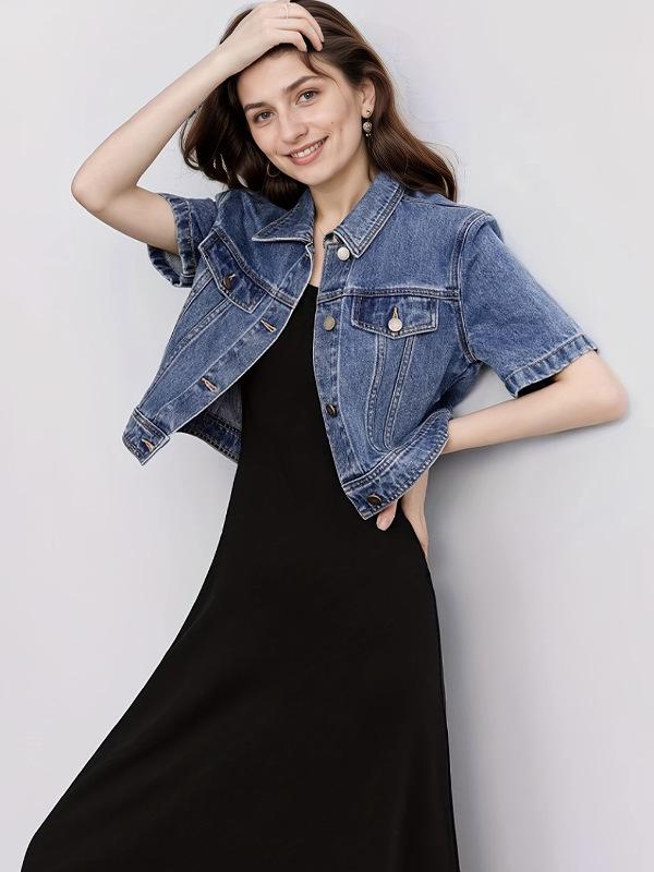 Spring/Summer 2025 Women's Loose Fit Short Sleeve Denim Jacket - New Trendy Design