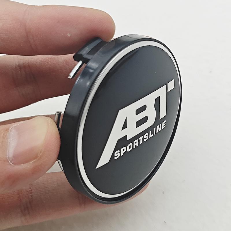 kqsdr10 4pcs/set 60mm ABT SPORTSLINE Logo Car Emblem Wheel Hub Center Cap Badge Covers With Black Base For Car Universal Accessories