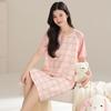 Pure cotton nightdress girls summer pajamas short-sleeved thin cute simple style dress women's round neck home dress