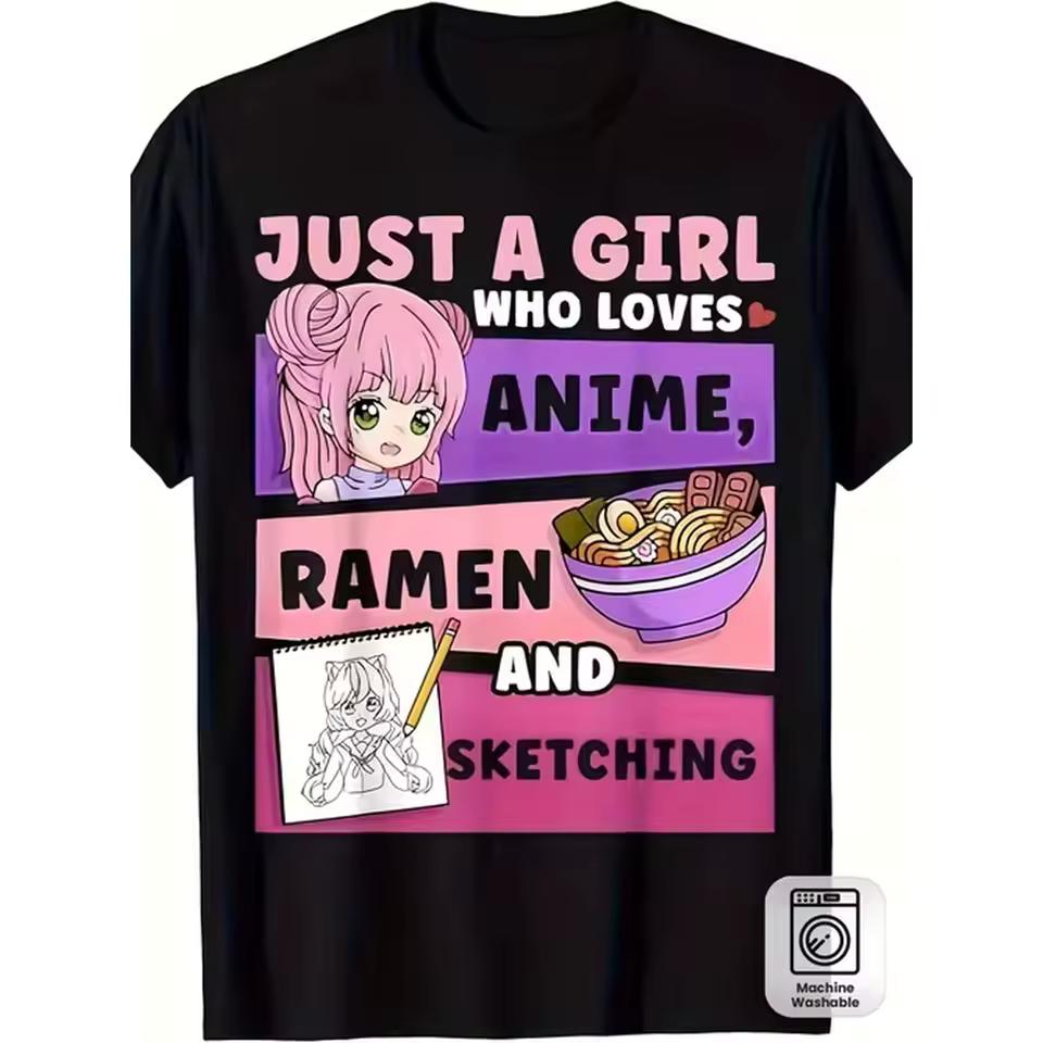 item picture mens anime ramen sketch art t shirt 100 cotton retro with ramen bowl casual attire for machine washable fit