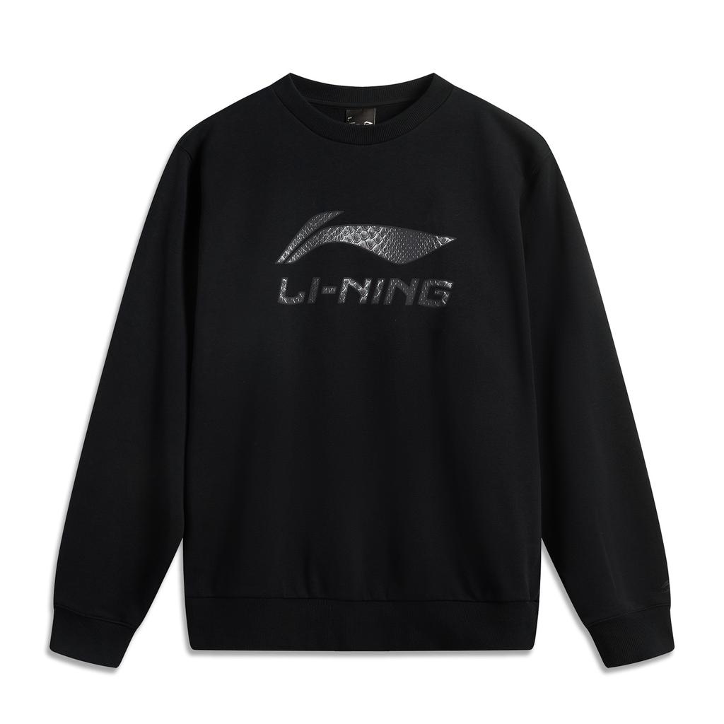 Li Ning Sports Lifestyle Series Comfortable Casual Loose Simple Round Neck Pullover Sweatshirt Unisex Sweatshirt Black AWDV247-2