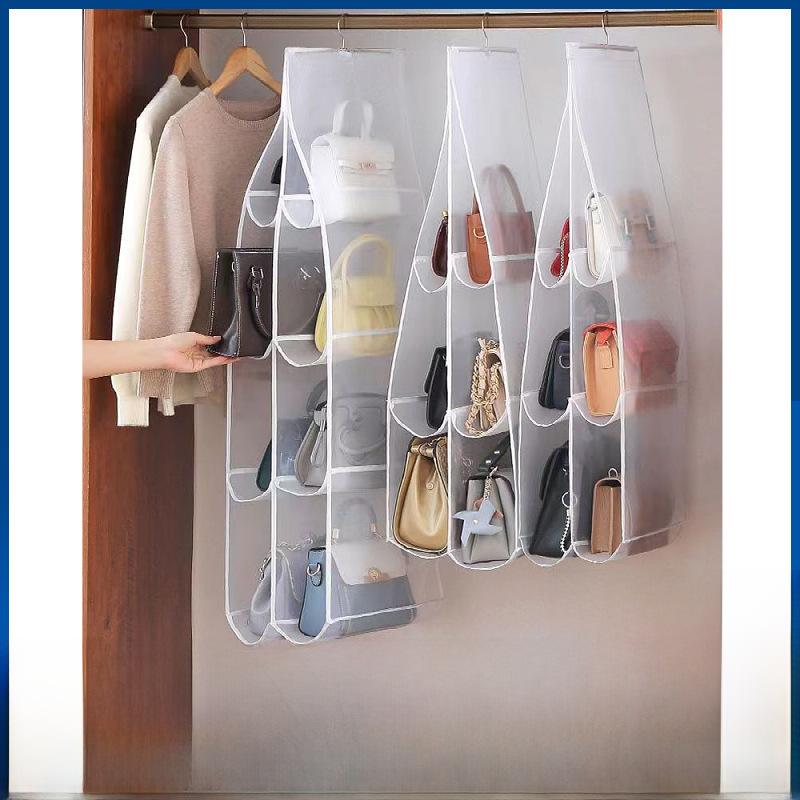 Bag storage hanging bag moisture-proof hanging bag wardrobe wall hanging fabric storage bag double-sided dormitory storage rack