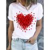 Summer and Autumn  Casual Woman T-Shirts Red Heart Graphic Prints Short Sleeve Comfortable Soft O-Neck Tops Fashion Street Female Clothes