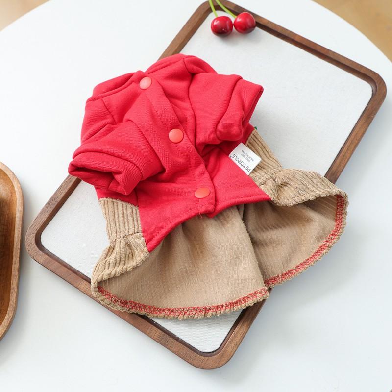 Festive Golden Reindeer Antler Pet Dress Small Dogs Cats Winter Holiday Outfit With Leash Hole