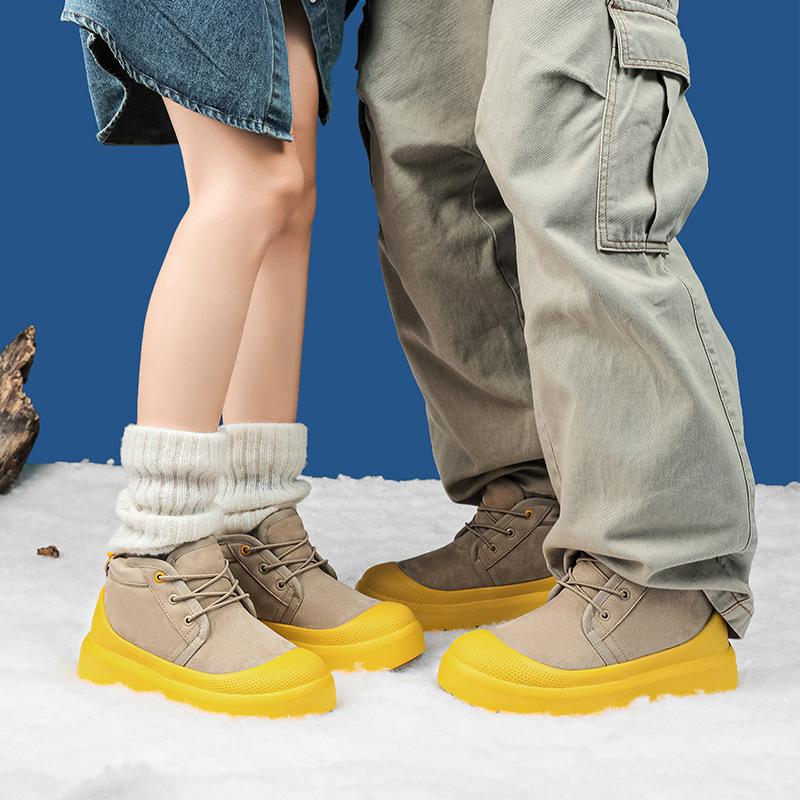 То же самое для мужчин и женщин зимой 2025 года, новые повседневные универсальные бархатные теплые сноубутсы, ветрозащитные полусапоги и хлопковые ботинки с защитой от мороза.