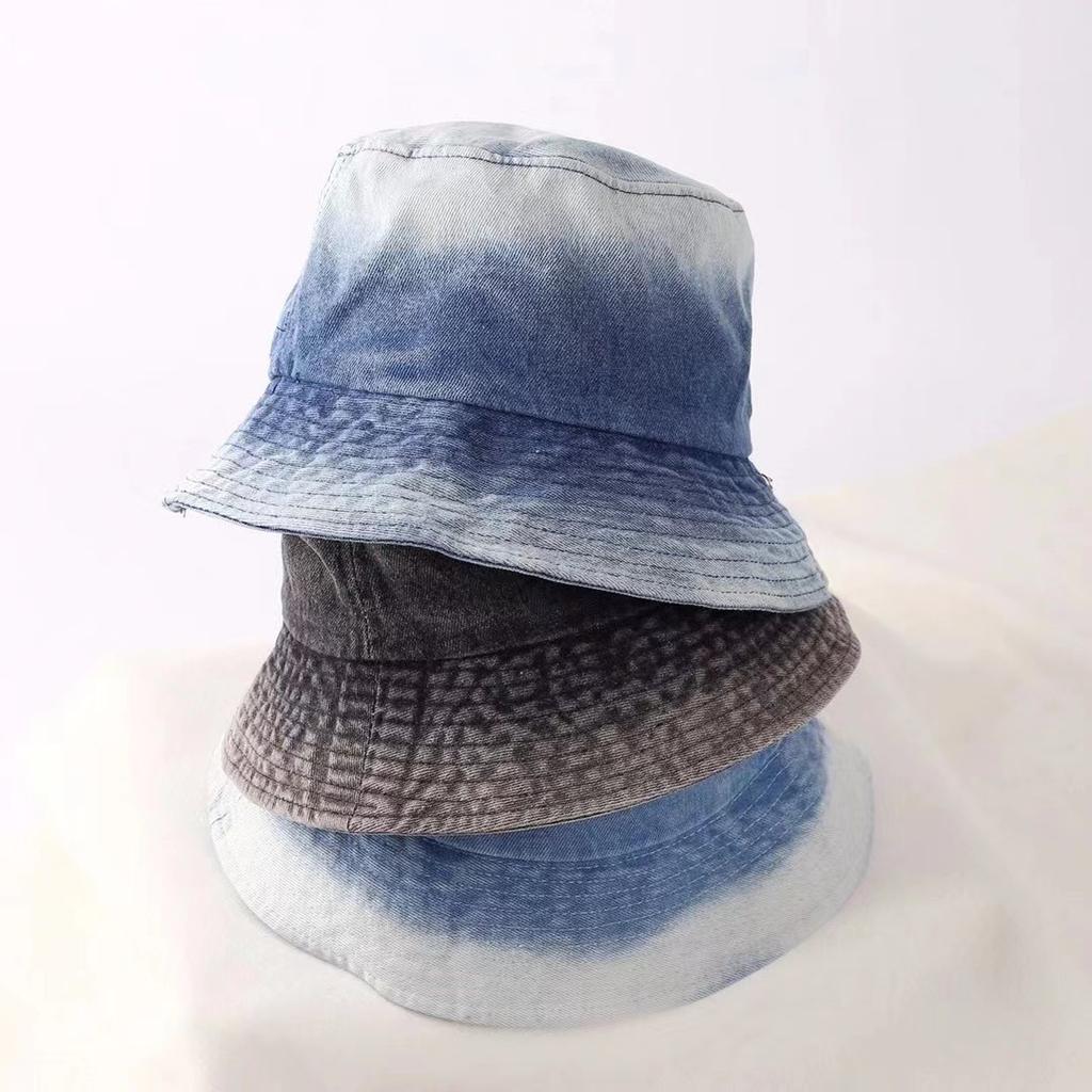 Джинсовая шляпа-ведро 2025 года, новая контрастная потертая шляпа в стиле ретро, женская шляпа для защиты от солнца на весну и лето