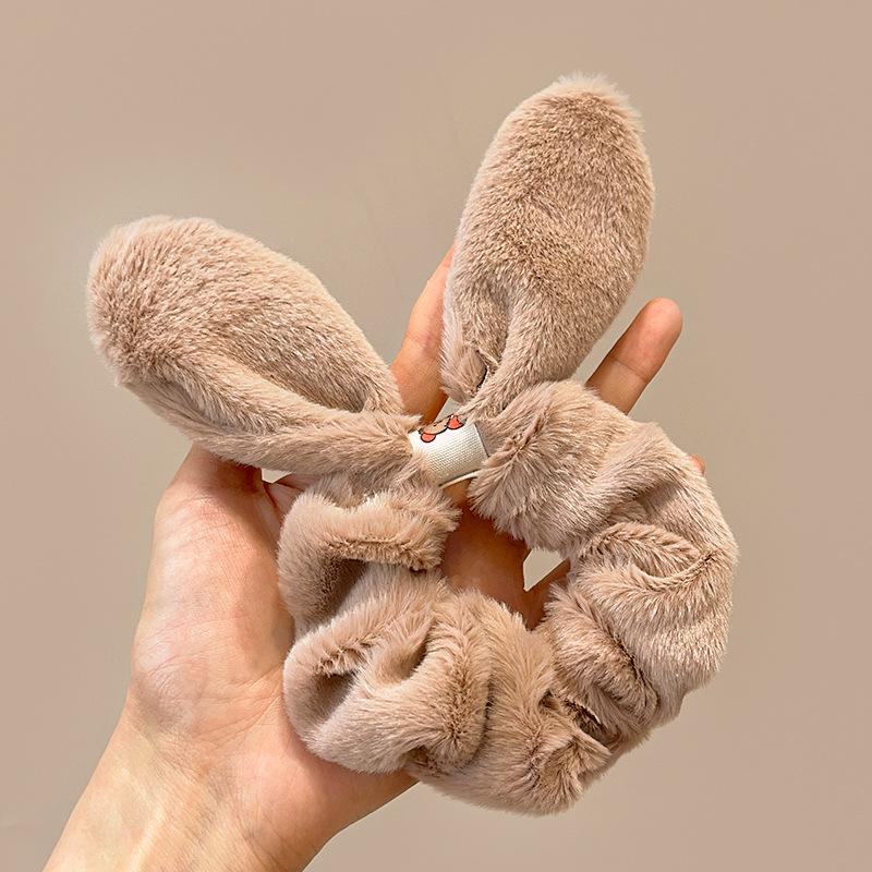 Осенне-зимняя плюшевая повязка для волос с ушками кролика, пушистая поросенок, толстое кишечное кольцо, повязка на голову с хвостиком, резинка, аксессуары для волос