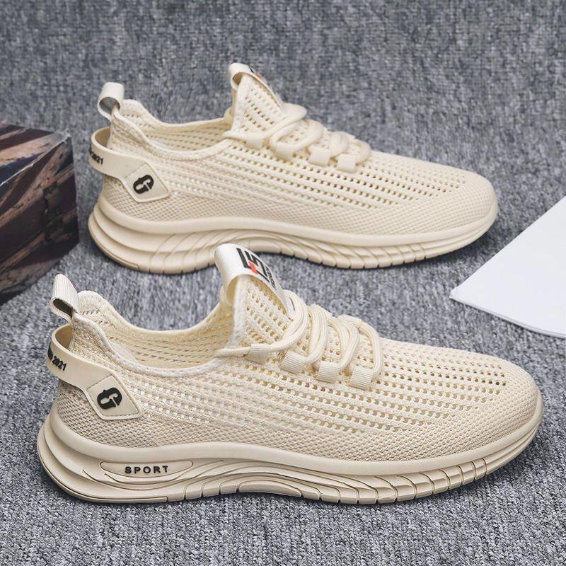 Men's Shoes 2024 New Summer Breathable Casual Sports Mesh Shoes Running Soft-soled Fly-woven Mesh Men's Trendy Shoes