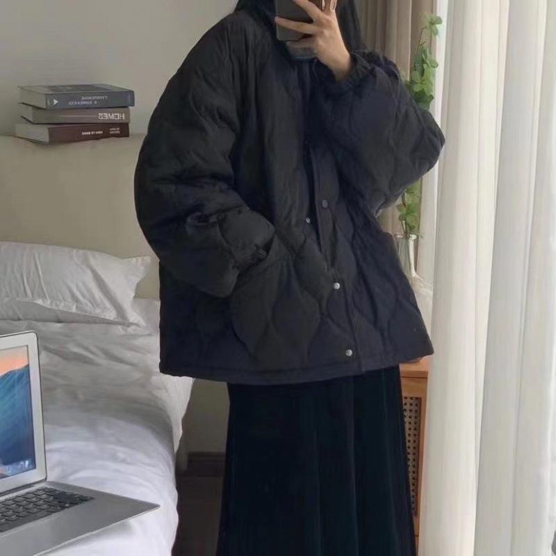 Женская зимняя утепленная свободная повседневная куртка Purple Taro в корейском стиле - пальто Diamond Cotton 2024.