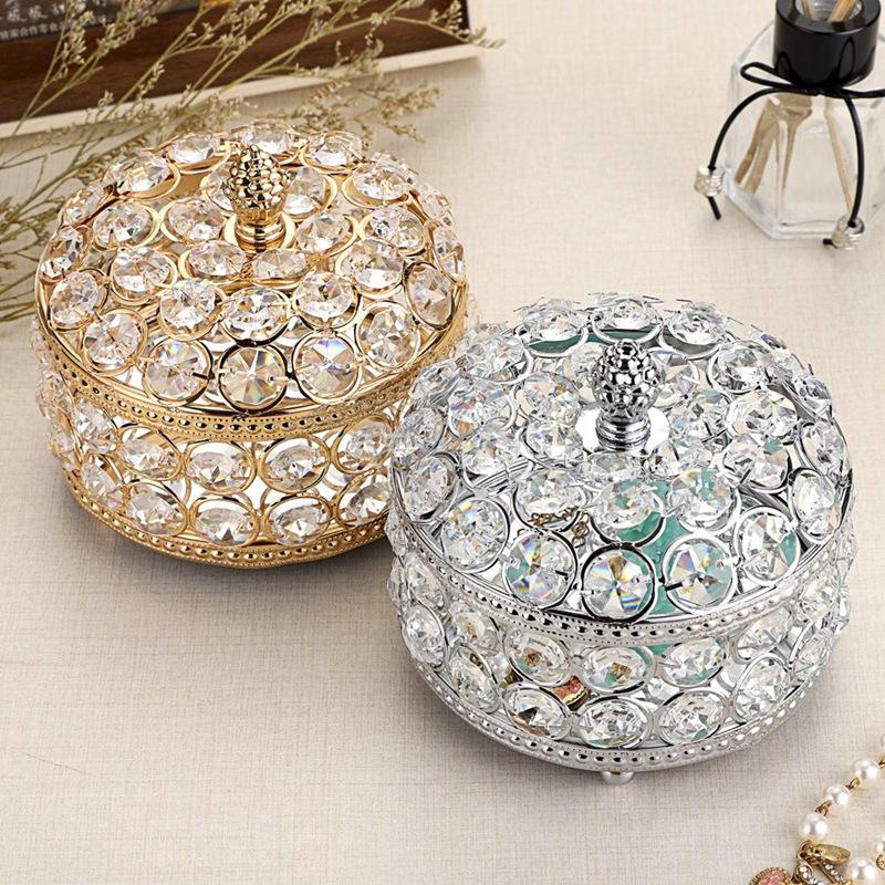 Crystal Mirrored Box Jewelry Trinket Organizer Box Home Decor Ring Earrings Necklace Storage Holder Keepsake Box(Gold) Durable