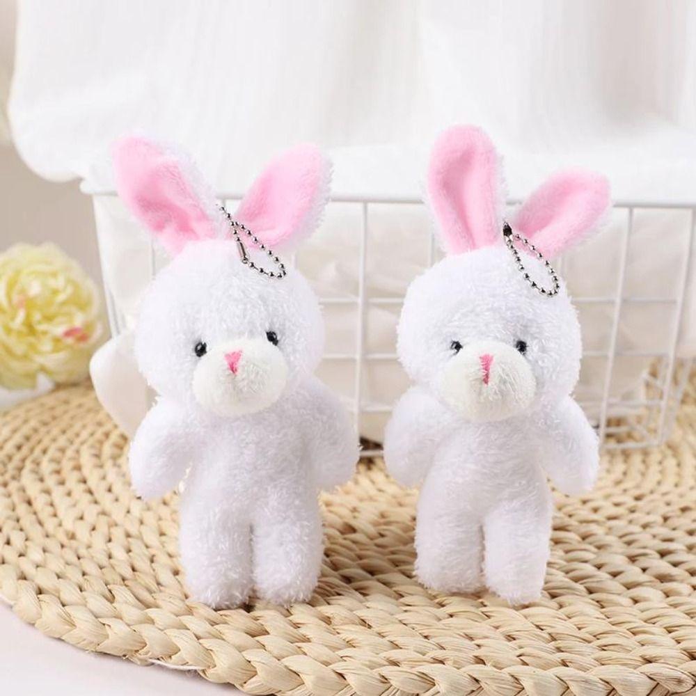 10Pcs Cartoon Animal White Rabbit Plush Keychain Easter Party Bunny Plush Dolls Holiday Gift