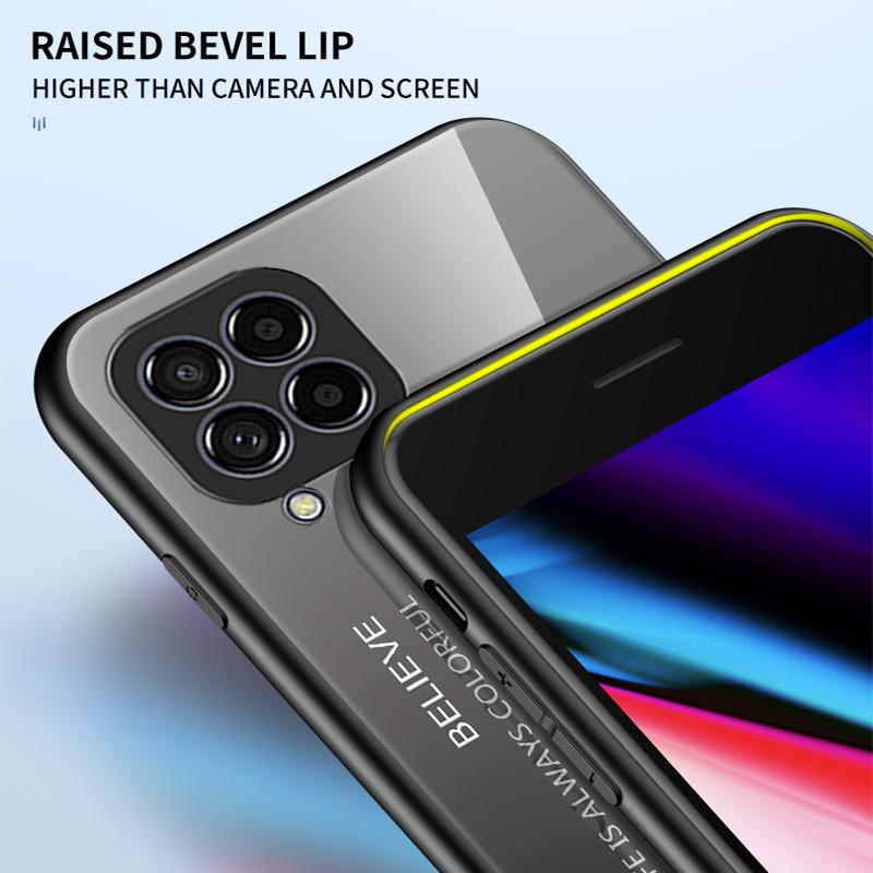 For Samsung Galaxy J4 J6 Plus J2 Pro J4 Core J7 M10 M20 M21 M30S M31 M31S M51 M53 Case Gradient Aurora Tempered Glass Soft Frame Back Cover Phone Case