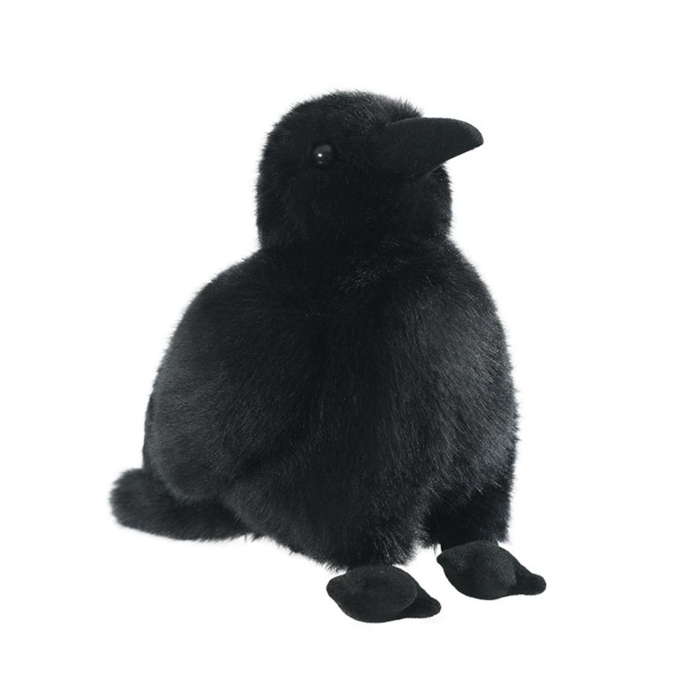 Soft Fabric Realistic Crow Plush Toy Black Color Gothic Crow Stuffed Toy Bird Soft Doll Home Decor