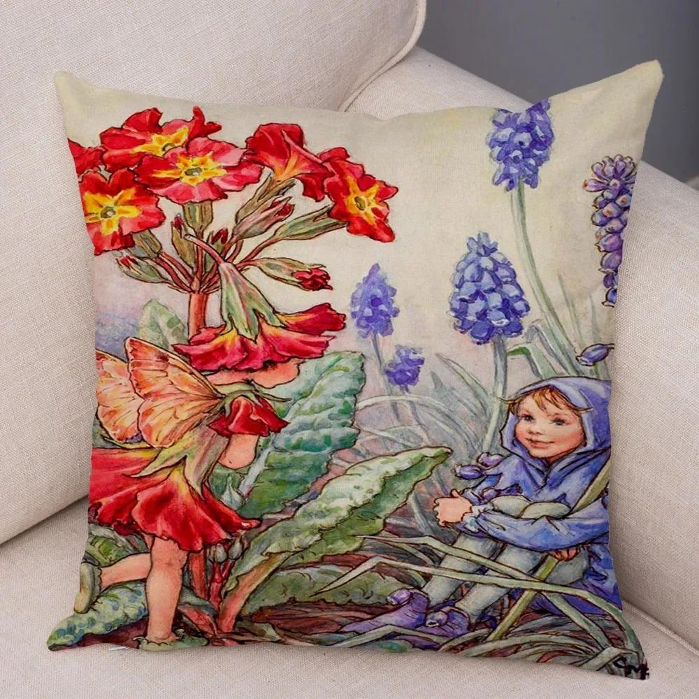 Сказочный мир эльф диван красочный милый мультфильм девочка-цветок наволочка декоративная домашняя наволочка