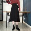 Женская черная юбка-миди большого размера, летняя, нестандартная, с высокой талией, юбка-зонтик, средней и длинной длины, для похудения