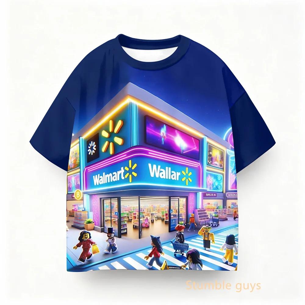 Летняя детская футболка Roblox Аниме Одежда для мальчиков и девочек Игровая с коротким рукавом