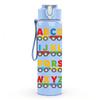1PC Colorful Alphabet Letter Art Print 750ml Color Plastic Sports Water Bottle Leakproof Flip Straw Lid Suitable for Sports Office Home Use