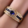 Luxury Yellow Gold Color Blue Green Purple Oval Stone CZ Ring Engagement Ring Wedding Band Ring Valentine's Day Gift