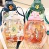 Water bottle plastic straw cup large capacity high value girl heart student cute water cup simple summer Internet celebrity messenger cup