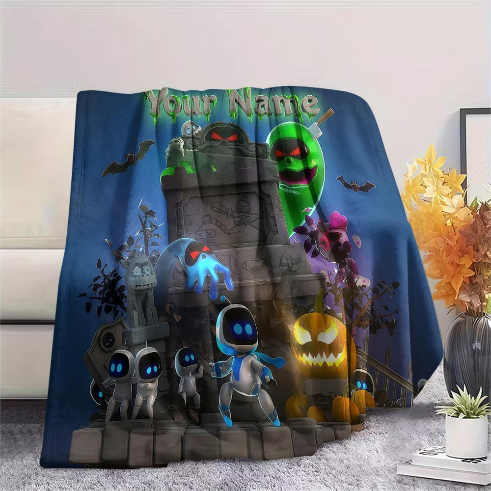 1PC Custom Name ASTRO BOT Patterned Flannel Blanket Suitable For All Seasons for Home Decor Warmth and Comfort Gifts Holiday Present -HE95