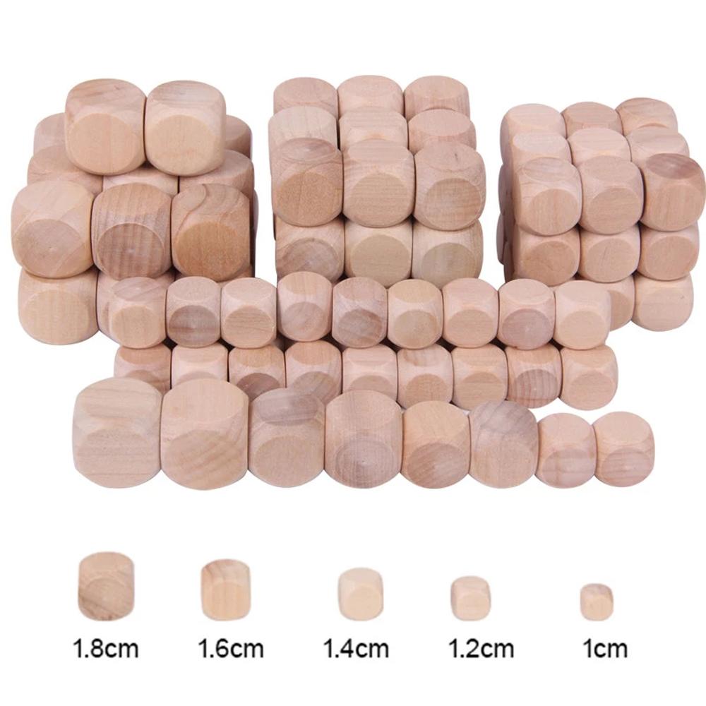 for Children Graffiti Engraving Family DIY D6 Dice Wood Cube Dices 6 Sided Blank Dice Wood Dice